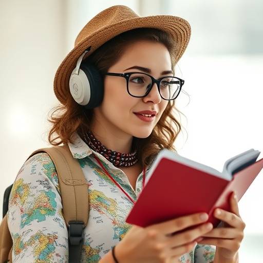 Persona consultando una gu&radic;&ne;a de viaje y un pasaporte